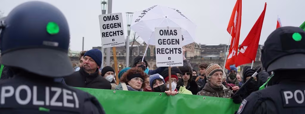 Gegenprotest zum Nazi-Aufmarsch in Dresden