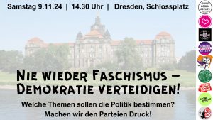 Aufruf zur Kundgebung unter dem Motto "Nie wieder Faschismus - Demokratie verteidigen!"
