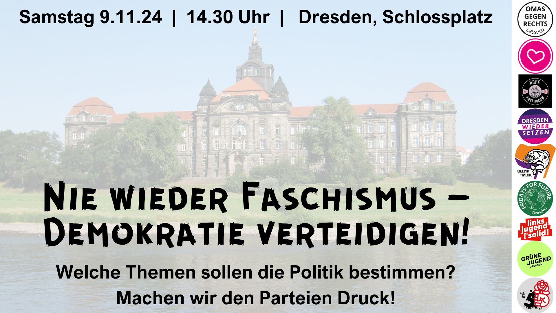 Aufruf zur Kundgebung unter dem Motto "Nie wieder Faschismus - Demokratie verteidigen!"