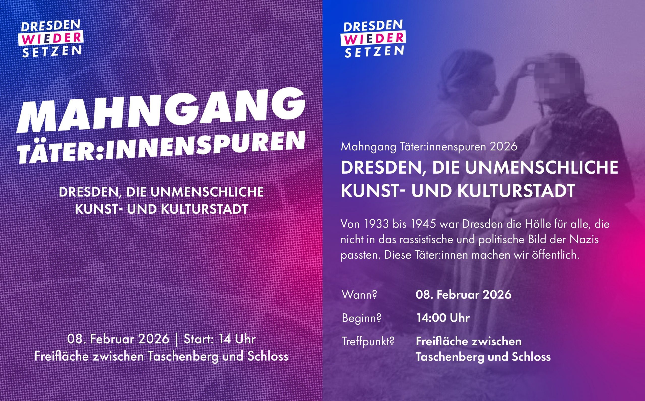 Plakat zum Mahngang Täter*innenspuren