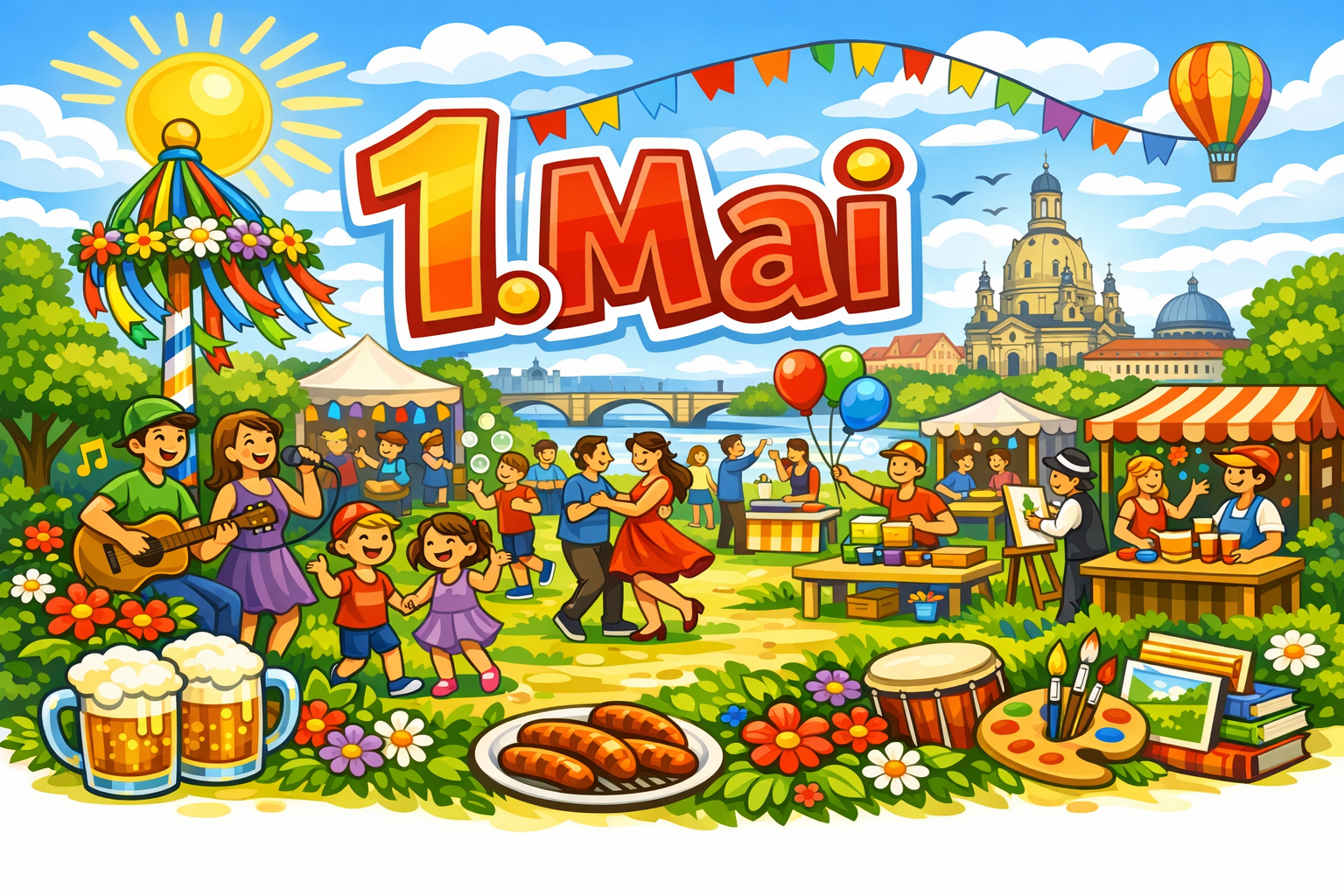 Buntes Fest am 1. Mai auf dem Alaunplatz Dresden