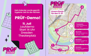 PRÜF-Demo am 11. Juli in Dresden als Laufdemo mit Start am Theaterplatz