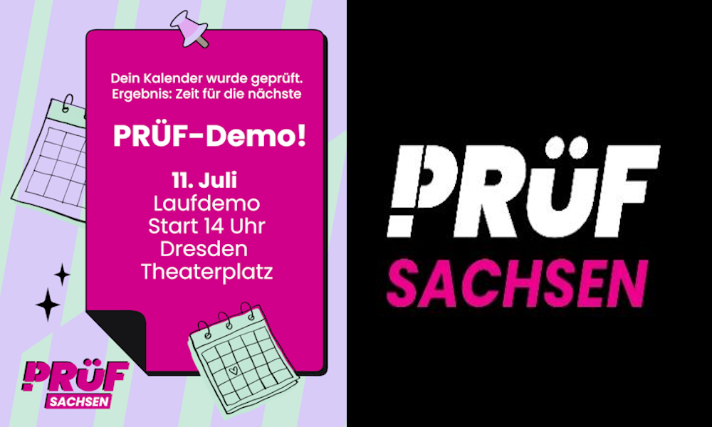 PRÜF-Demo am 11. Juli in Dresden als Laufdemo mit Start am Theaterplatz